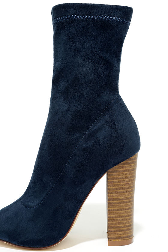 navy booties heels