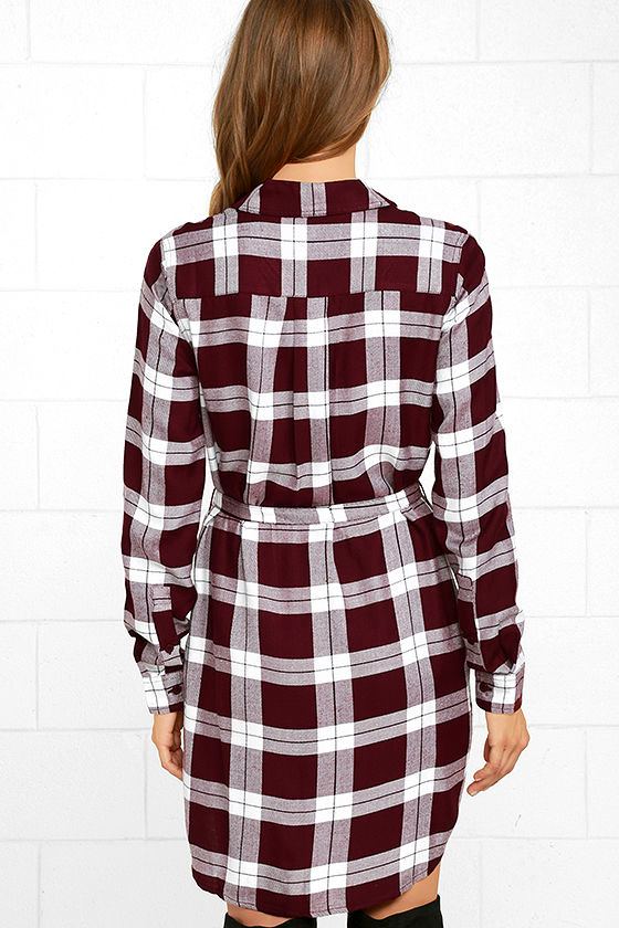 burgundy plaid uniform dress