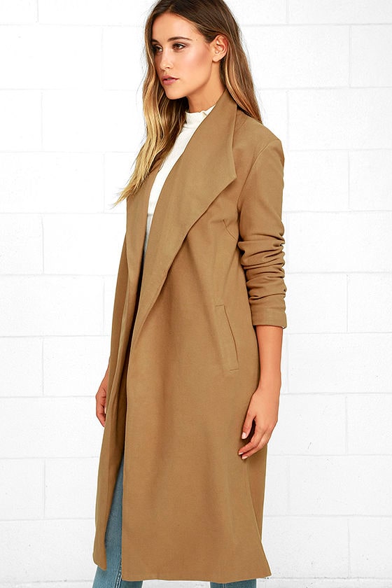 Chic Tan Coat - Felted Coat - Long Coat - $87.00