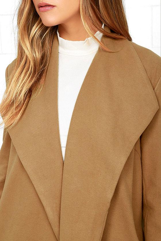 Chic Tan Coat Felted Coat Long Coat 87.00