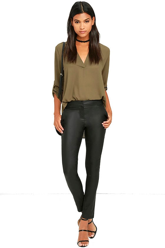 black vegan leather pants