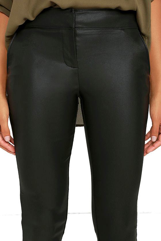 D.Exterior Black Vegan Leather Trousers 51792 2NERO main image 0
