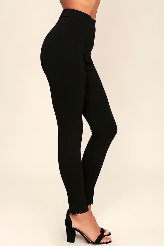 Cool Black Leggings Knit Leggings Cropped Leggings