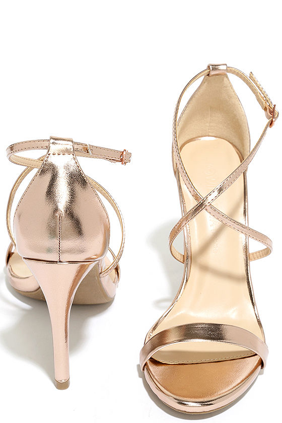 high heels sandals rose gold