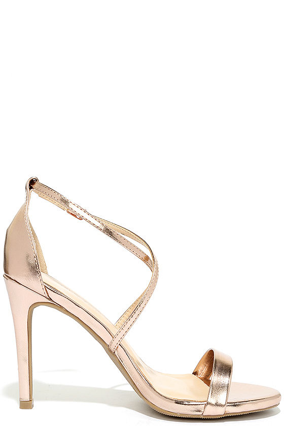 high heels sandals rose gold