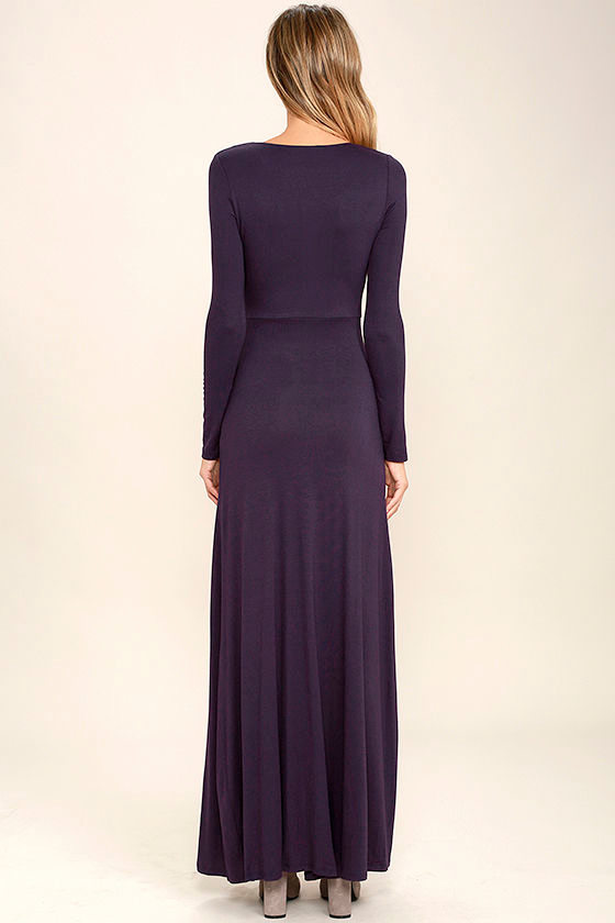 Lovely Purple Maxi Dress Long Sleeve Dress Surplice Maxi 48.00