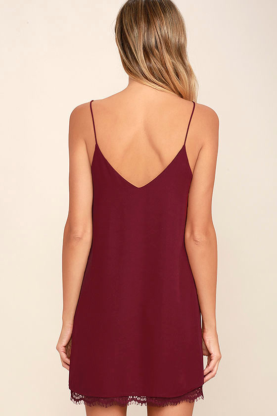 Sexy Wine Red Dress Lace Dress Slip Dress Lace Slip Dress 42.00