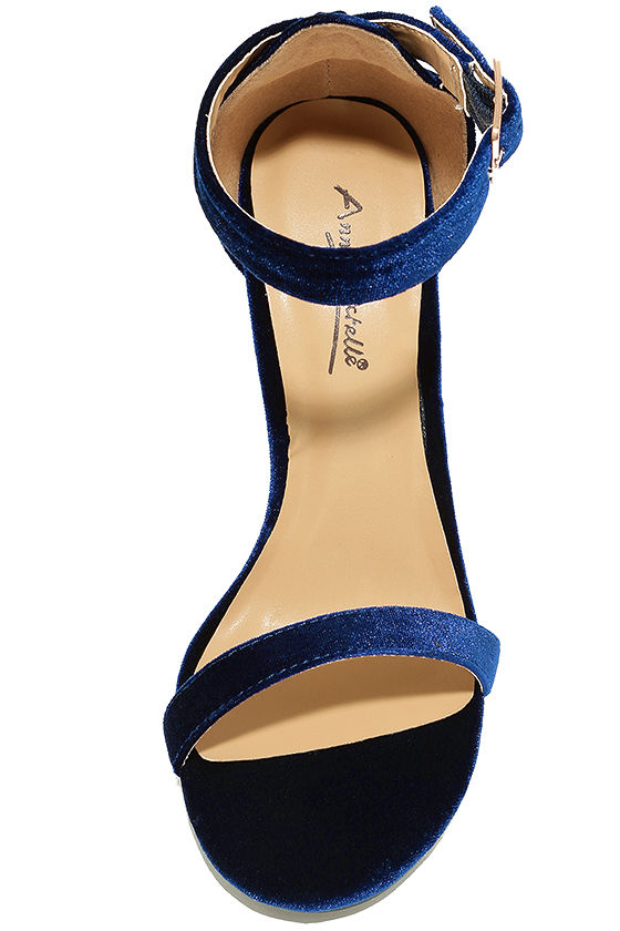 navy strap heels