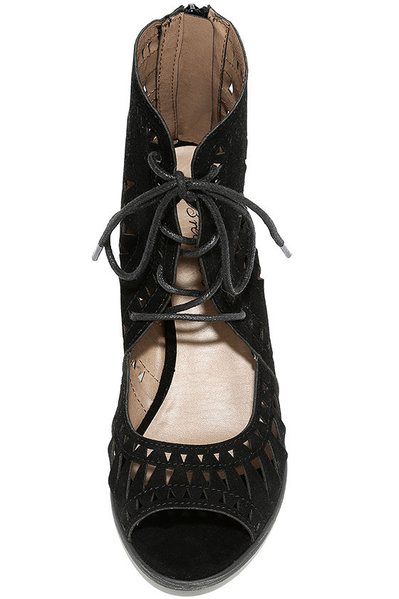 black cut out booties