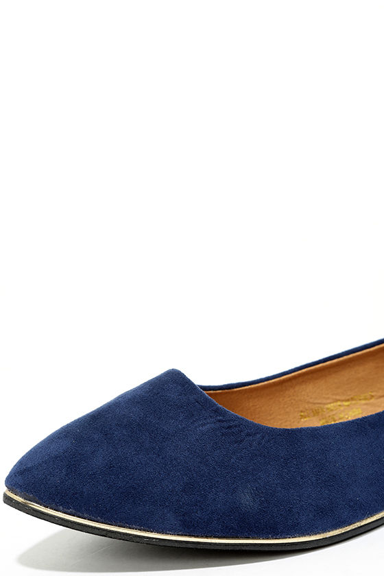 pointed toe navy blue flats