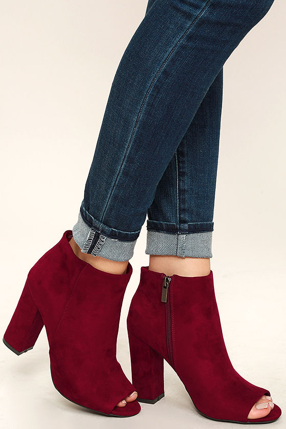 ladies burgundy booties