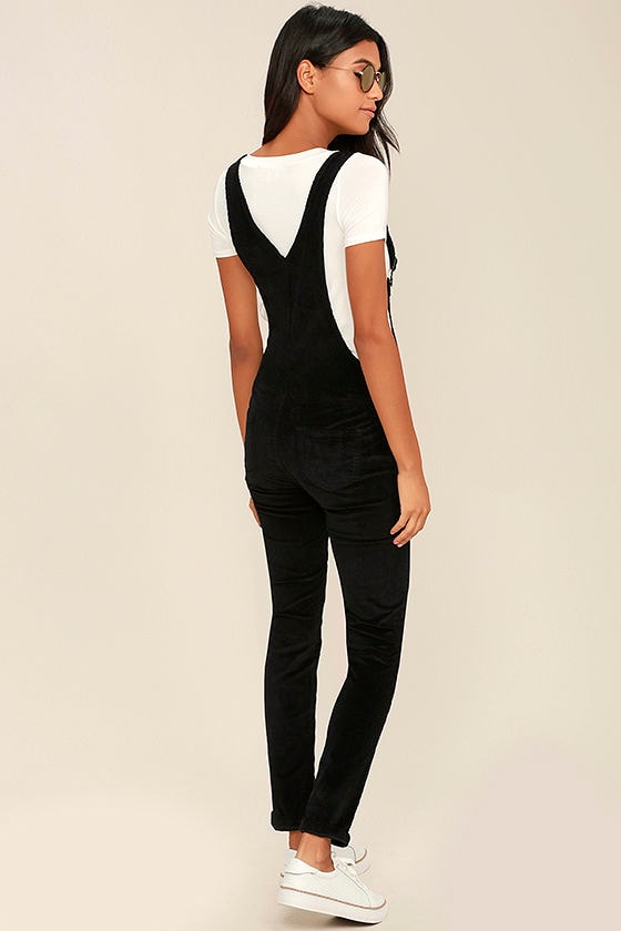 Corduroy Overalls - Black Overalls - High-Waisted Overalls - $58.00