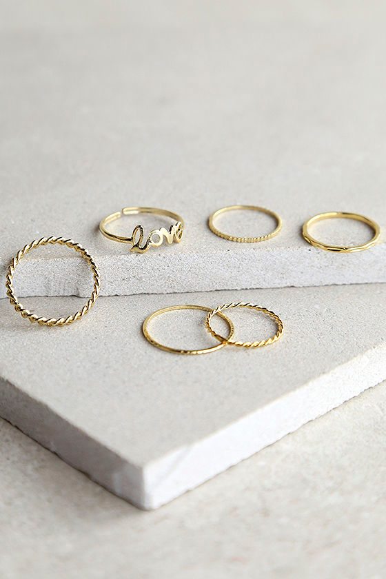 Cute Gold Ring Set Gold Rings Love Ring 16.00