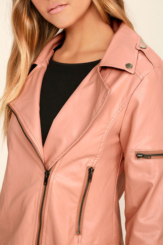 Mink Pink Deputy Pink Vegan Leather Moto Jacket