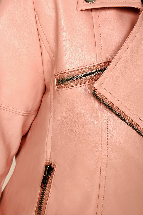 Mink Pink Deputy Pink Vegan Leather Moto Jacket