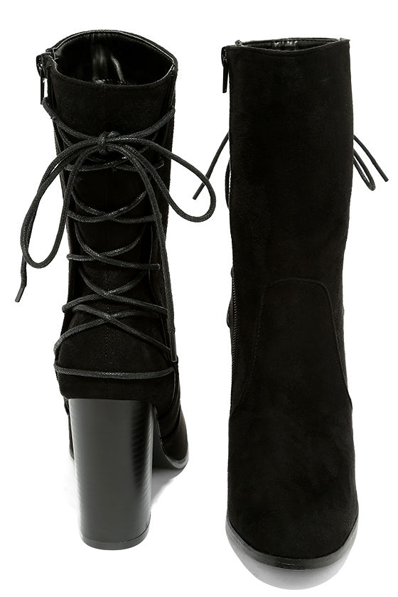mid calf high heel boot