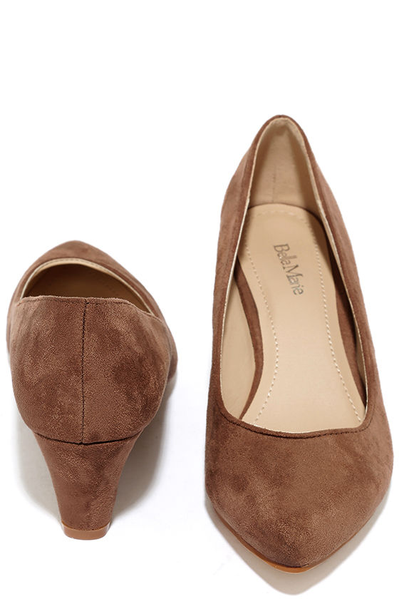 taupe wedge pump