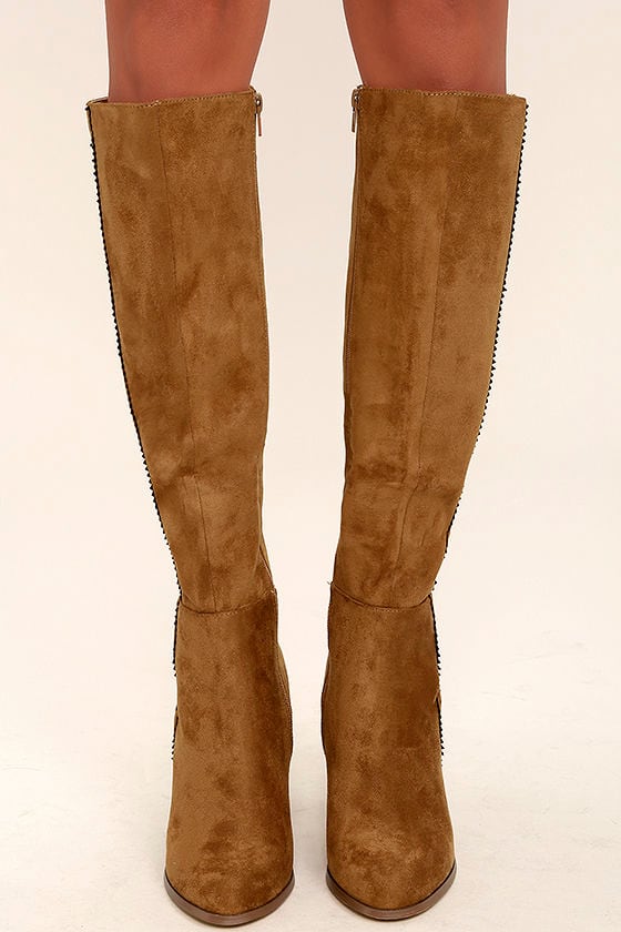chestnut over the knee boots suede