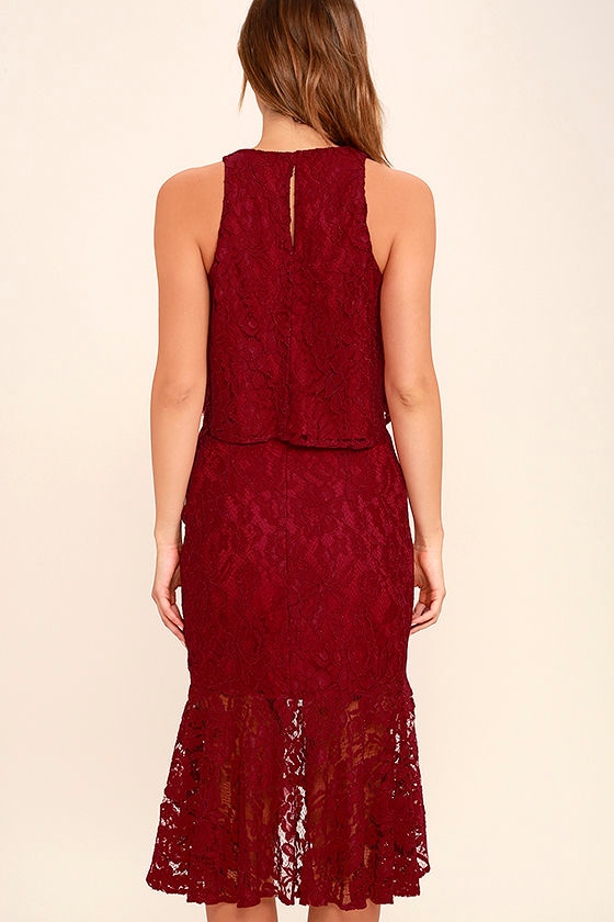 red lace two piece