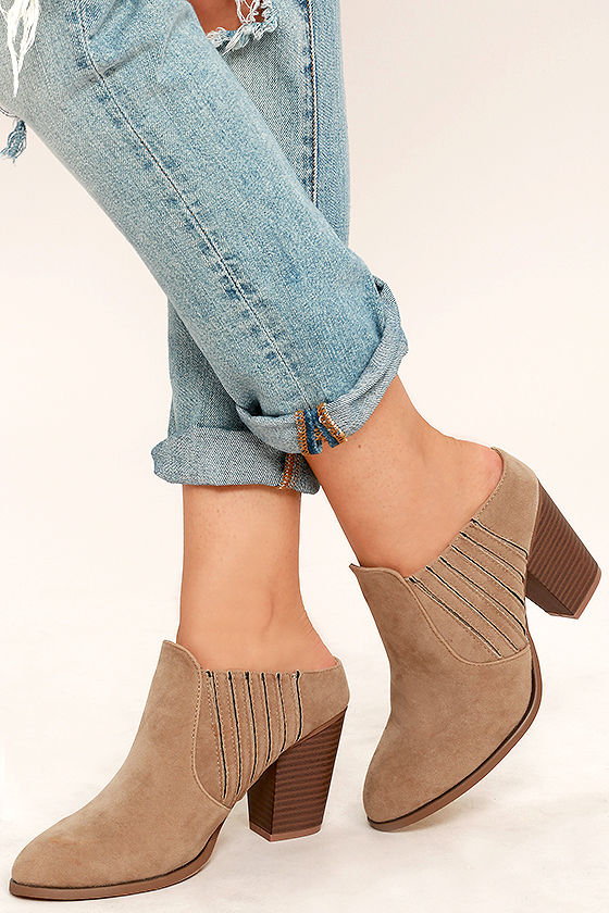 beige quilted mules