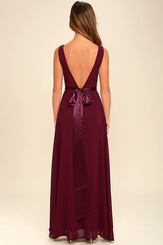 Stunning Wine Red Maxi Dress Backless Maxi Dress Gown 82.00