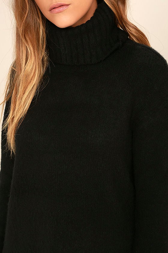 Cozy Black Top - Turtleneck Sweater - Knit Sweater - $72.00