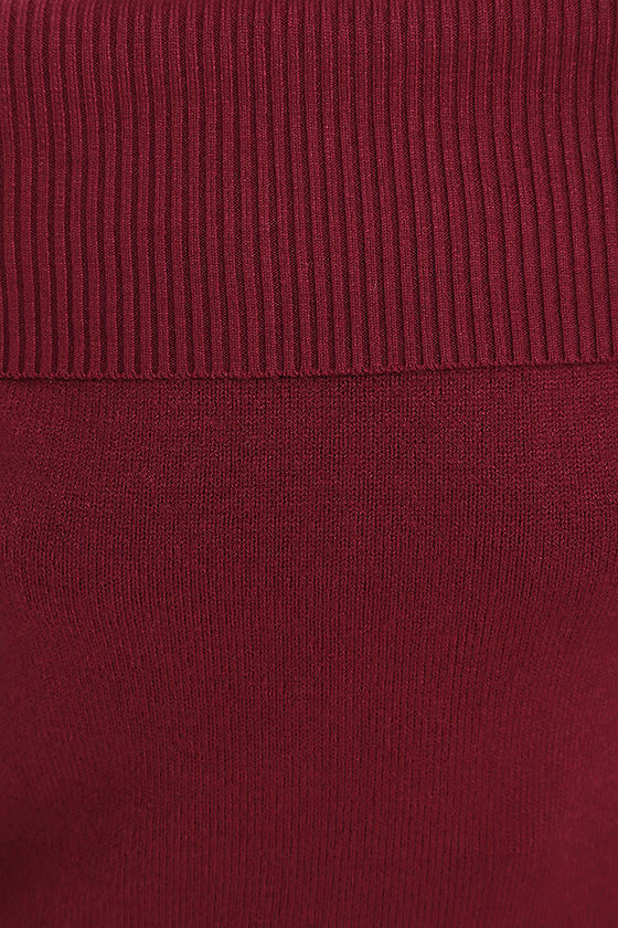 Cozy Burgundy Sweater - Off-the-Shoulder Sweater - Long Sleeve Top - $44.00