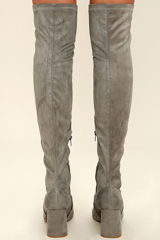 grey wide fit over the knee boots