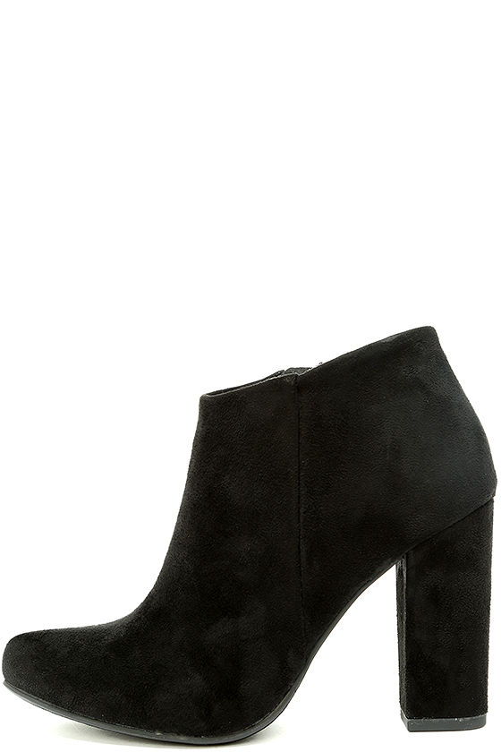 flat suede black booties