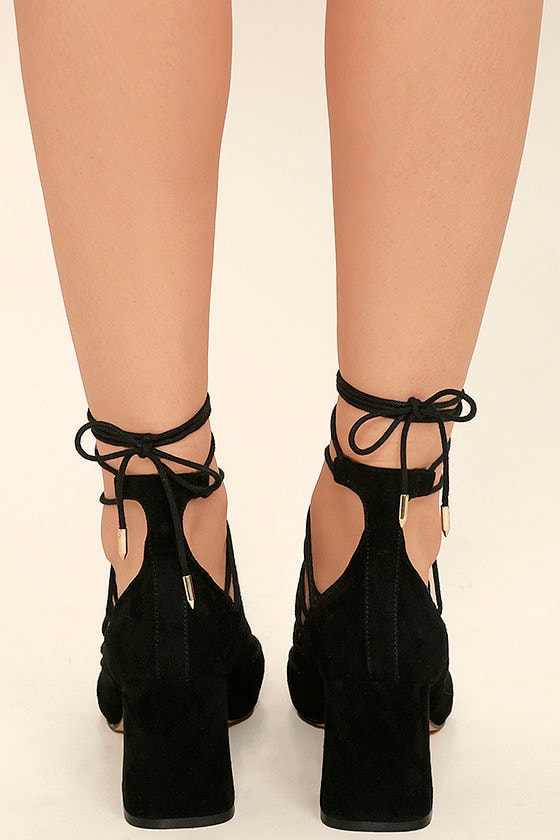 Chinese Laundry Odelle - Black Suede Heels - Lace-Up Heels - $100.00
