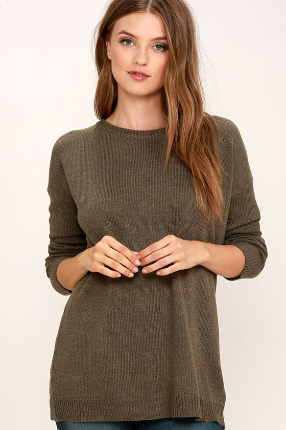 Sexy Olive Green Sweater - Lace-Up Sweater - Knit Sweater - $58.00