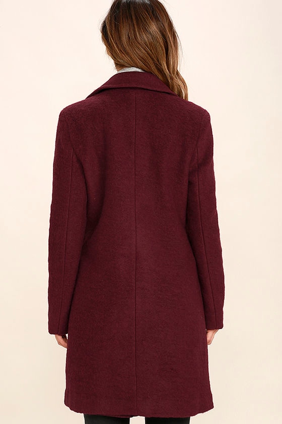 BB Dakota Forsyth - Burgundy Coat - Wool Coat - $123.00
