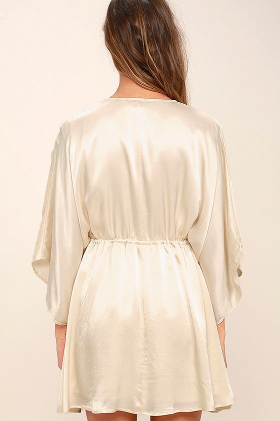 beige satin gown