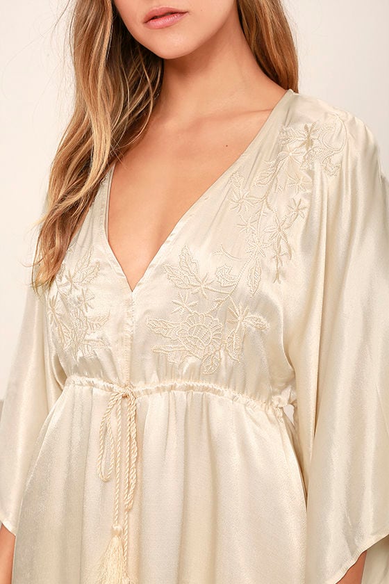 beige satin gown