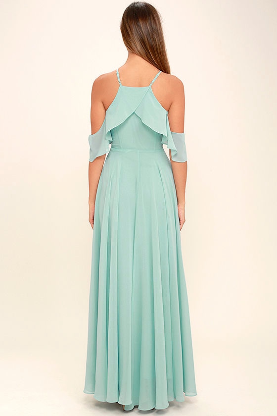 Lovely Mint Blue Dress OfftheShoulder Maxi Chiffon Maxi 84.00