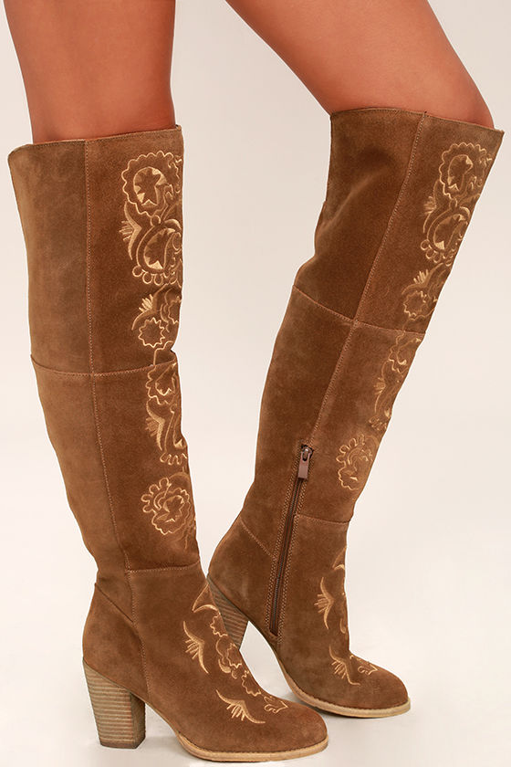 over the knee embroidered boots