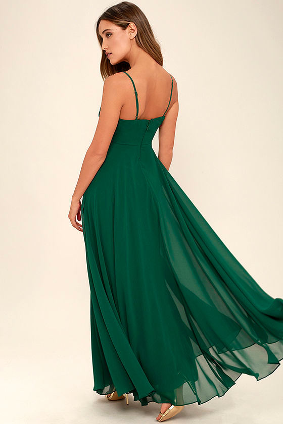 Lovely Dark Green Dress Maxi Dress Gown Bridesmaid Dress 97.00