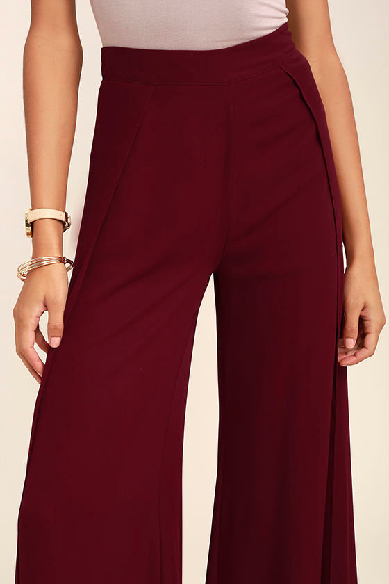 Chic Wine Red Pants WideLeg Pants Palazzo Pants Tulip Pants 49.00