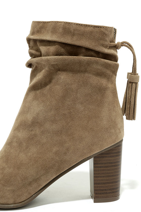 Cute Beige PeepToe Booties Vegan Suede Booties High Heel Booties