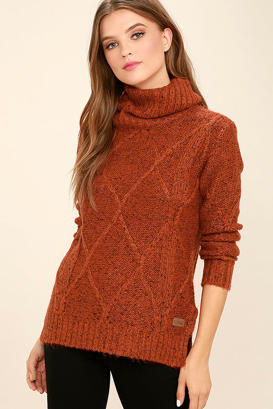 Element York Sweater - Rust Orange Sweater - Turtleneck Sweater - $65.00