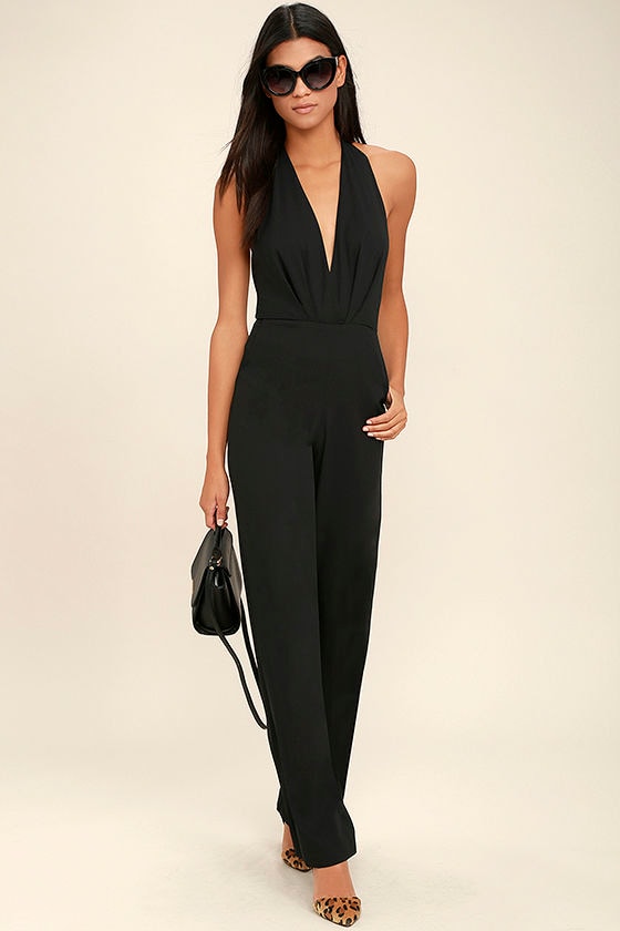 Sexy Black Jumpsuit - Woven Jumpsuit - Halter Jumpsuit - $56.00