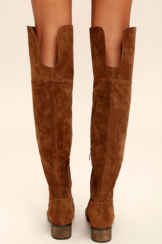 beige suede over knee boots