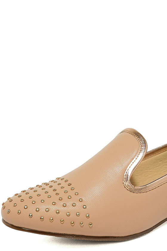 Chic Blush Loafers Studded Loafers Rose Gold Loafers 27.00