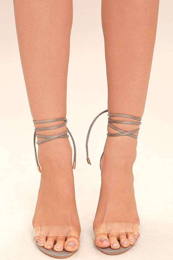 grey suede lace up heels