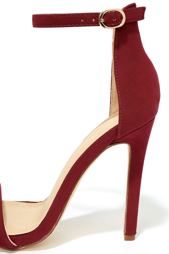Sexy Wine Heels Nubuck Heels Single Sole Heels 29.00