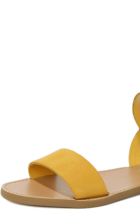Cute Yellow Sandals - Leather Sandals - Flat Sandals - $59.00