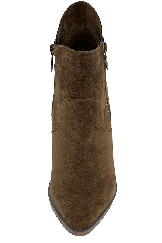Cute Brown Booties Vegan Suede Booties Ankle Booties 37.00