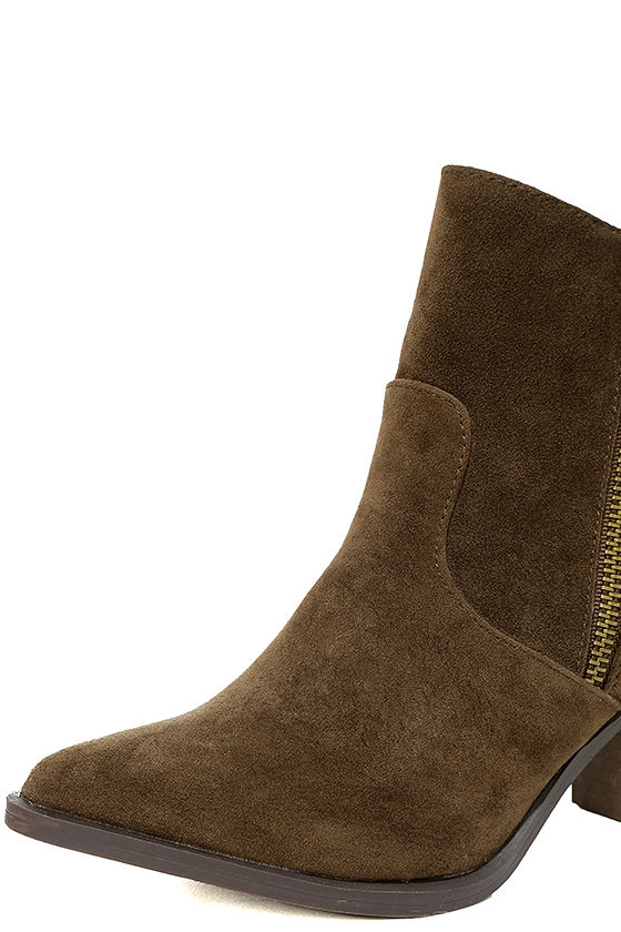 promenade booties in brown fabric
