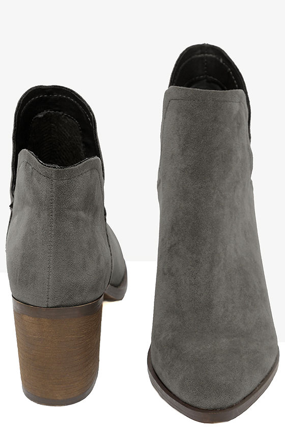 dark grey ankle booties