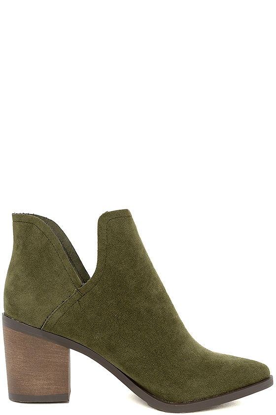 olive green flat booties